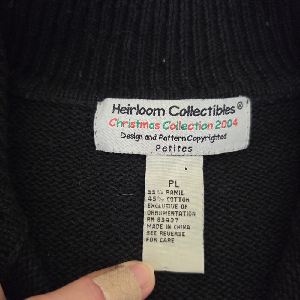 Heirloom Collectibles Petite Large Black Full-Zip Embroidered Beaded Cardigan - Picture 7 of 9